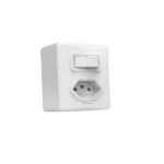 Interruptor 1 Tecla Simples Com Tomada 2 Pinos + Terra 10 Amperes Enerbras Caixa com 20 Peças